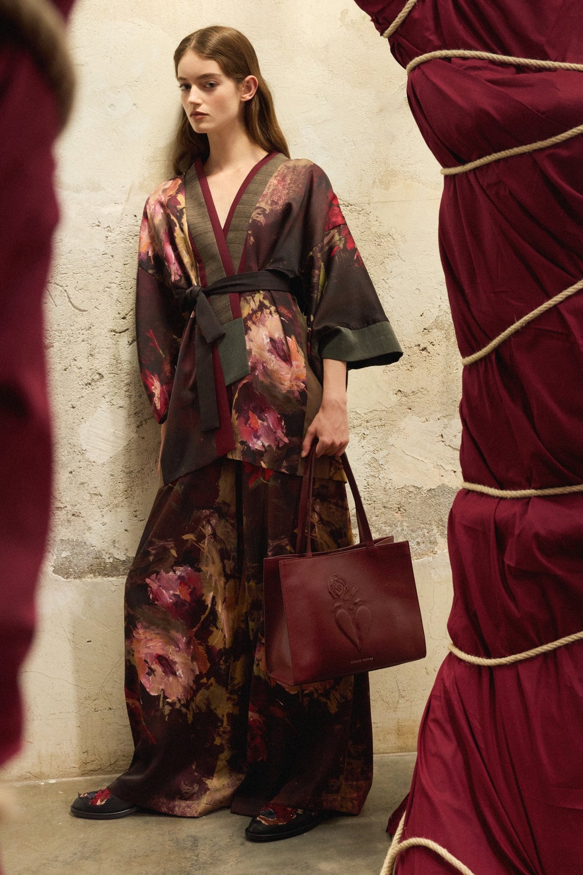 Painterly Rose Silk Kimono
