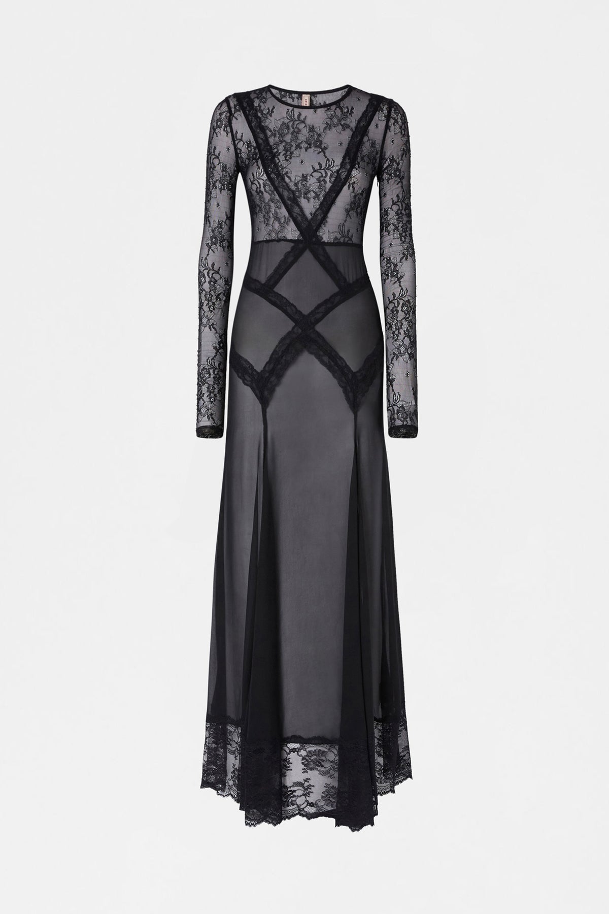 Long Sleeve Lace Sheer Dress