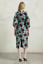 Embossed Rose Jacquard Midi Dress
