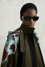 Hooded Parka with Rose Jacquard