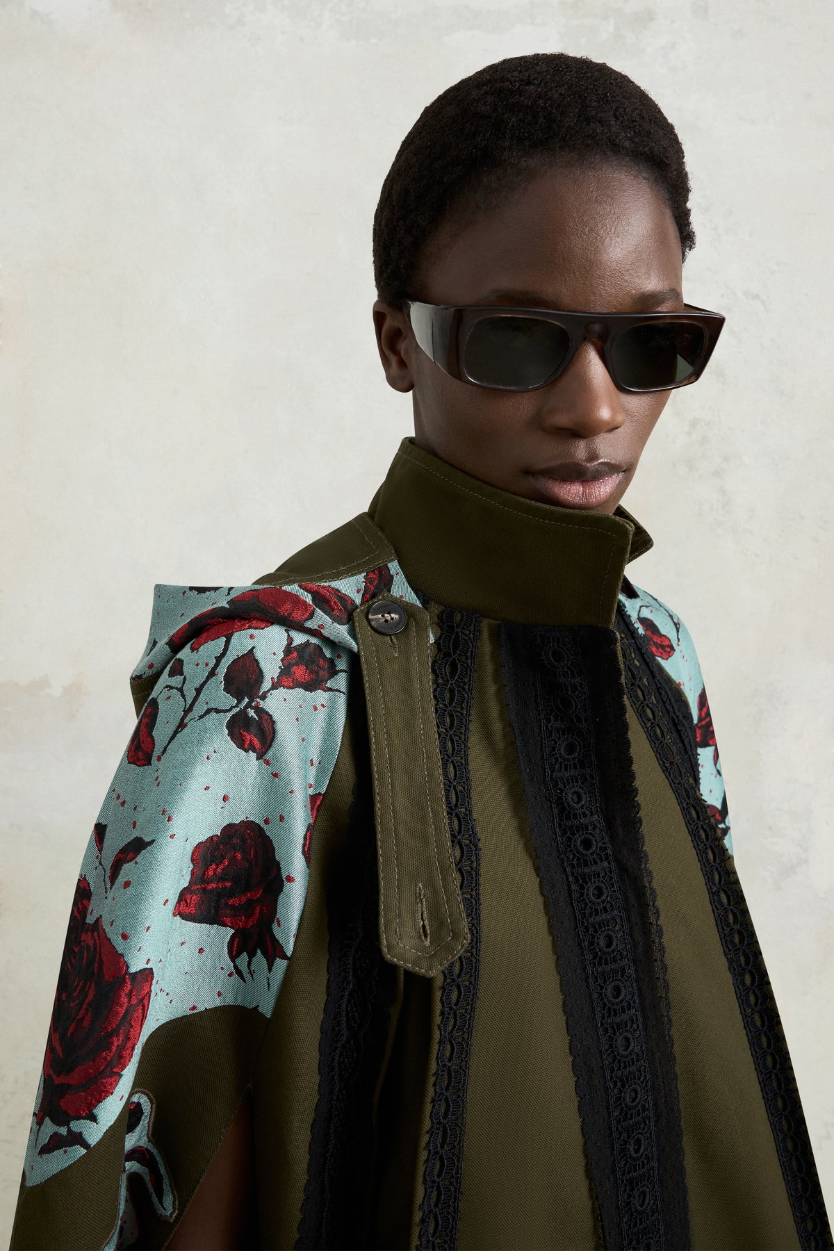 Hooded Parka with Rose Jacquard