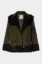 Parka with Embroidered Rose Cape