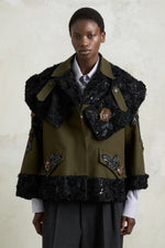 Parka with Embroidered Rose Cape