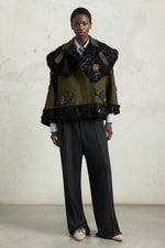 Parka with Embroidered Rose Cape