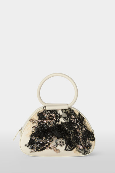 Ivory Caragol Bag with Lace & Embroidery