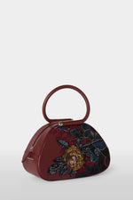 Burgundy Caragol Bag with Floral Embroidery