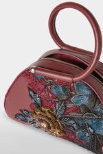 Burgundy Caragol Bag with Floral Embroidery