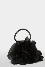 Black Caragol Bag with Plissé Bouquet