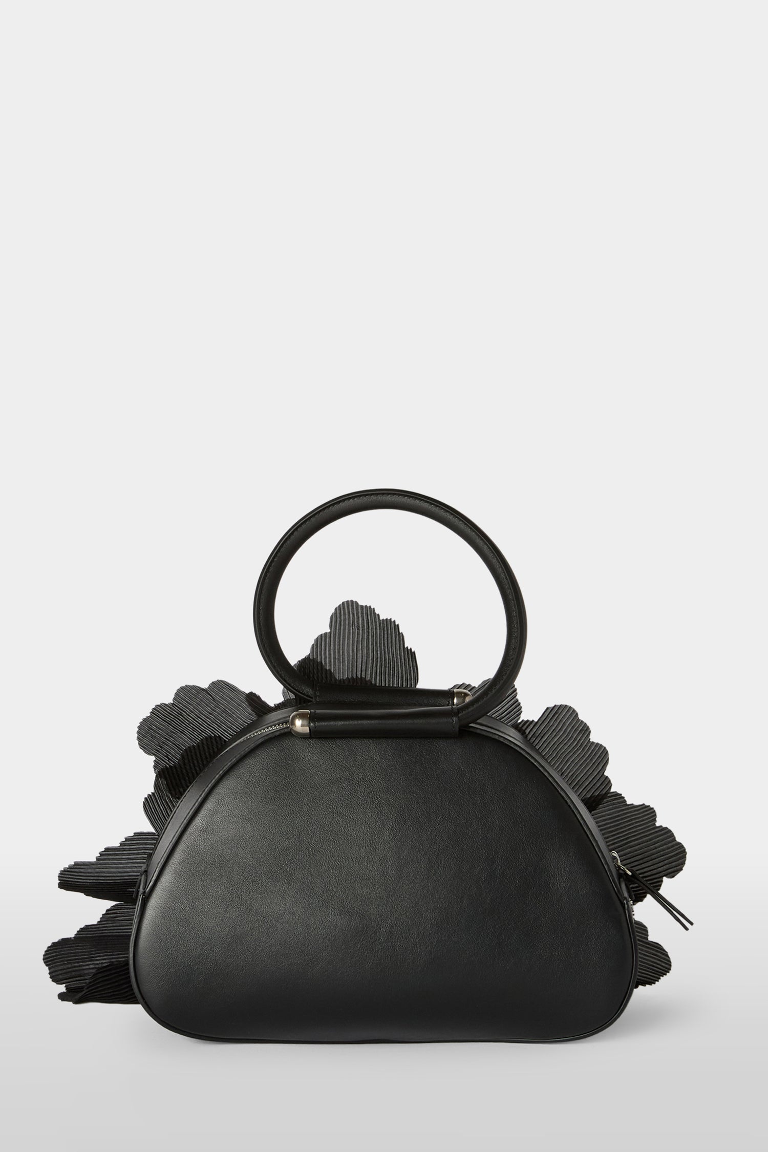 Black Caragol Bag with Plissé Bouquet