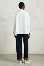 White Floral Embroidered Robespierre Shirt