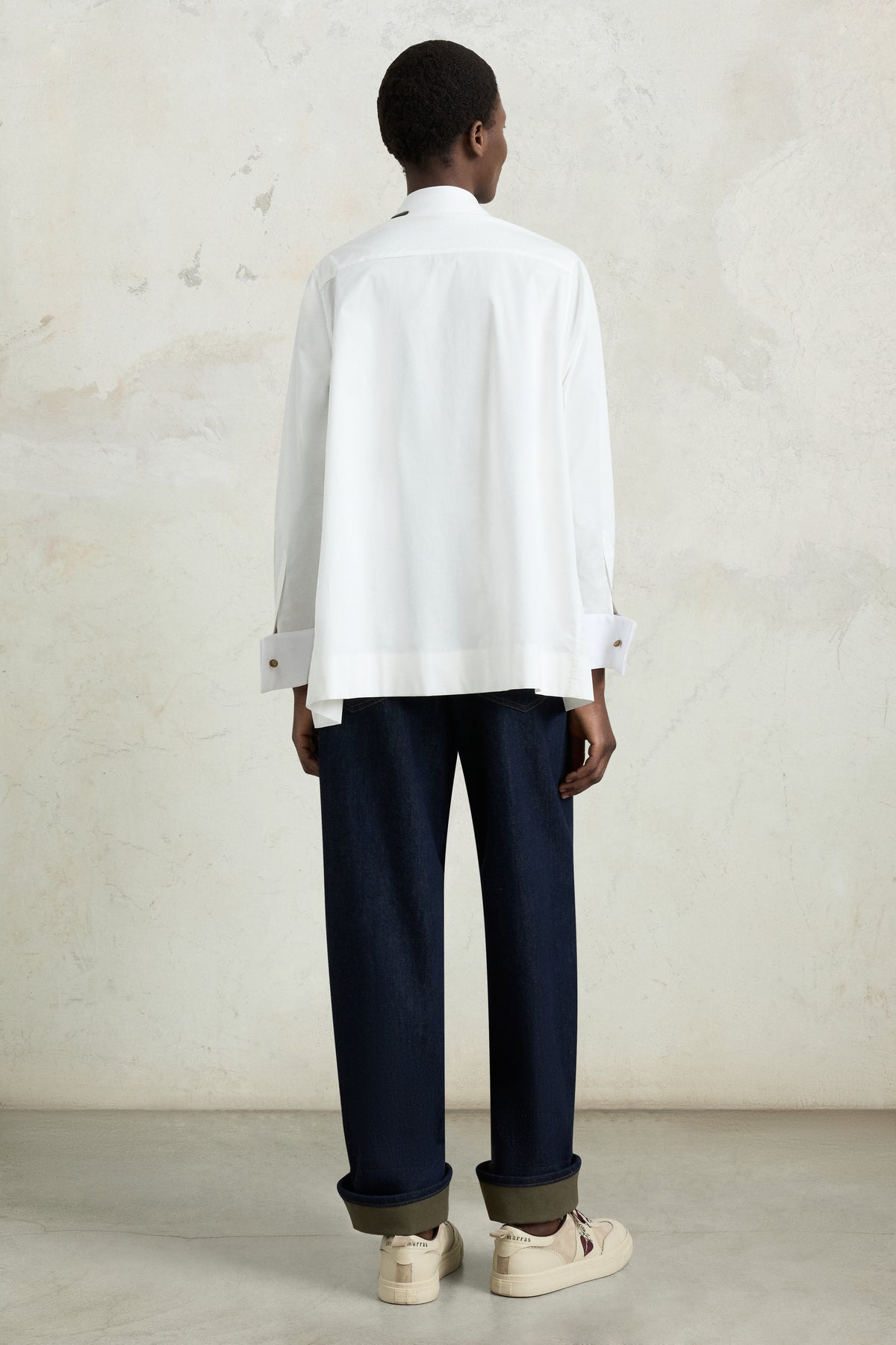 White Floral Embroidered Robespierre Shirt