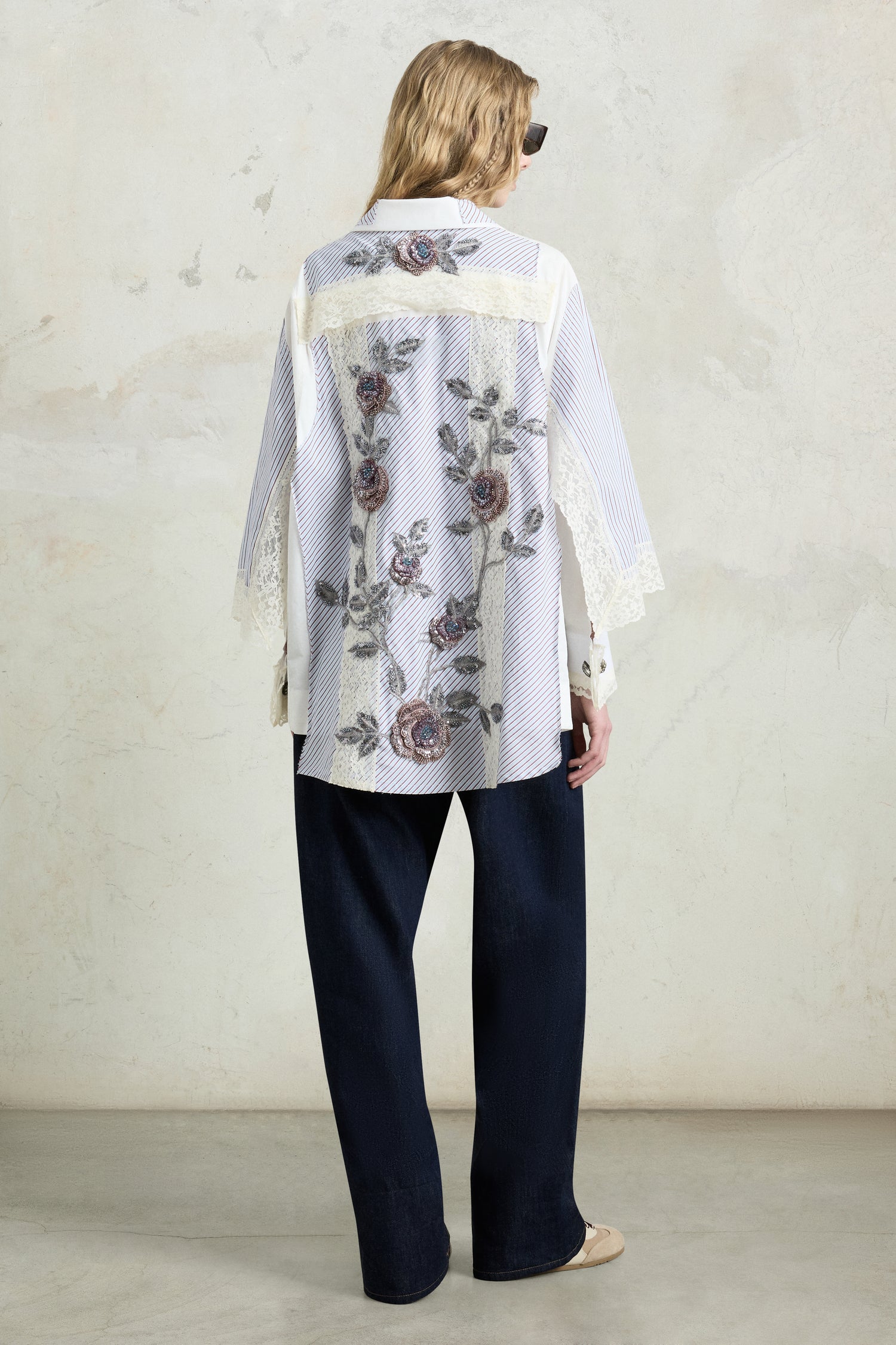 Patchwork Robespierre With Rose Embroidery