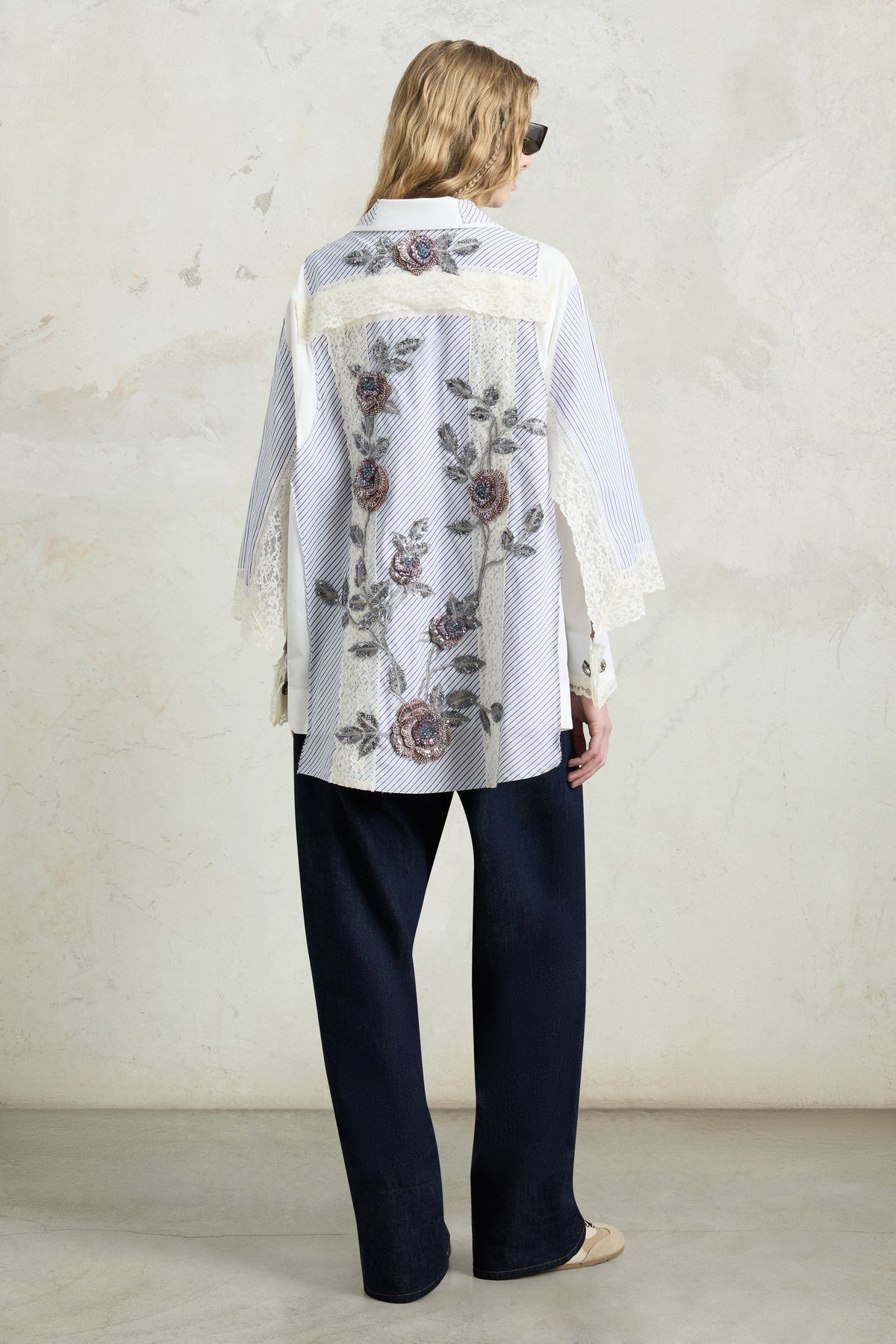 Patchwork Robespierre With Rose Embroidery