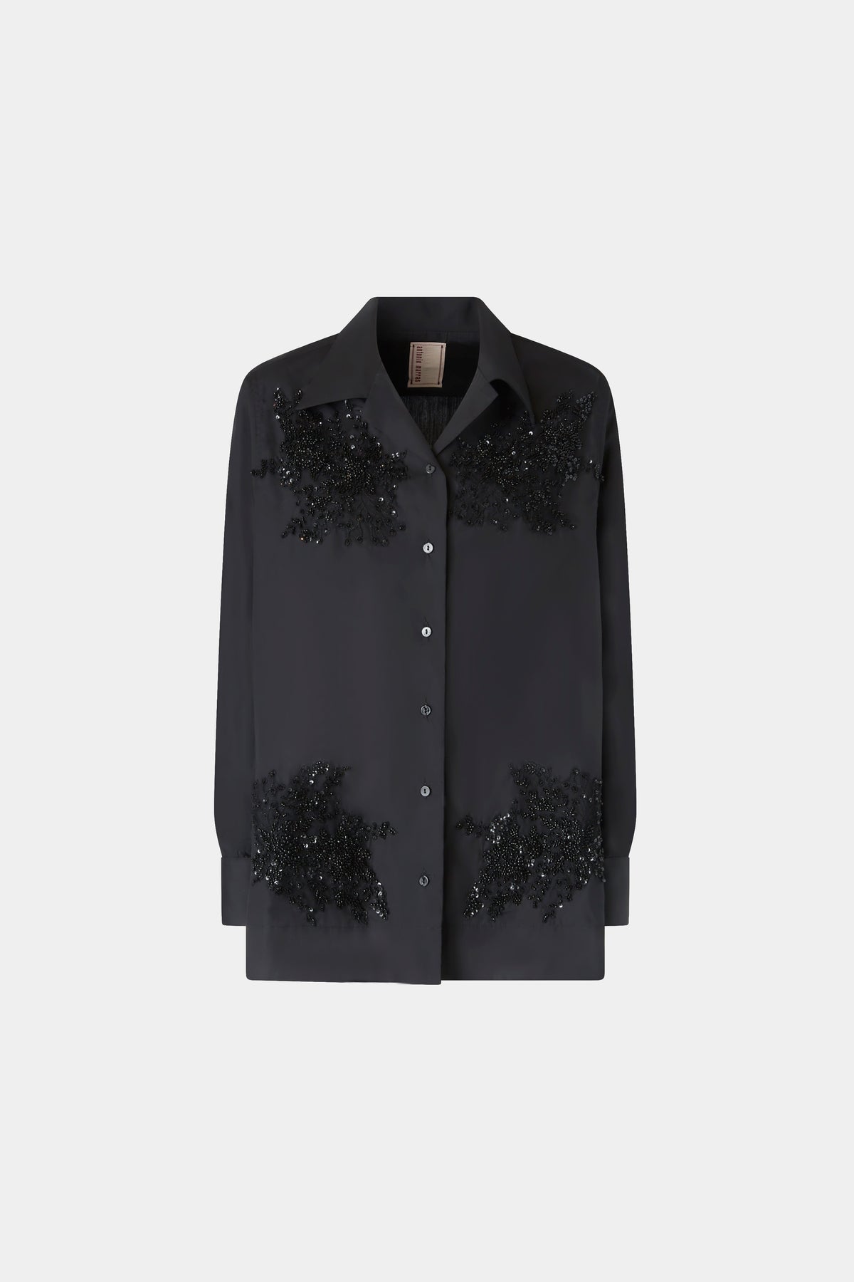 Black Cotton Shirt with Beads