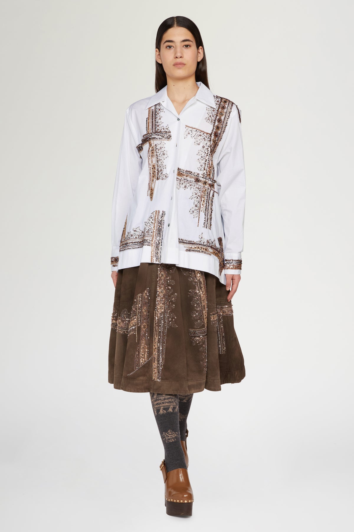 White Cotton Shirt with Sequins