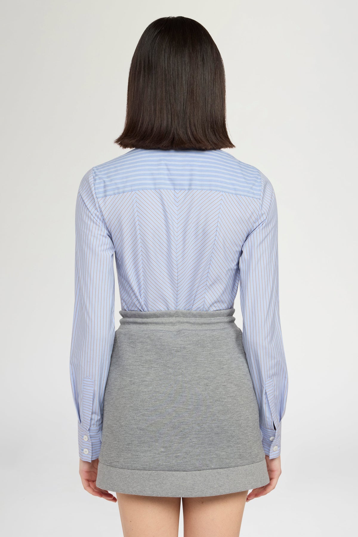 Cotton Shirt with Contrasting Striped Insert