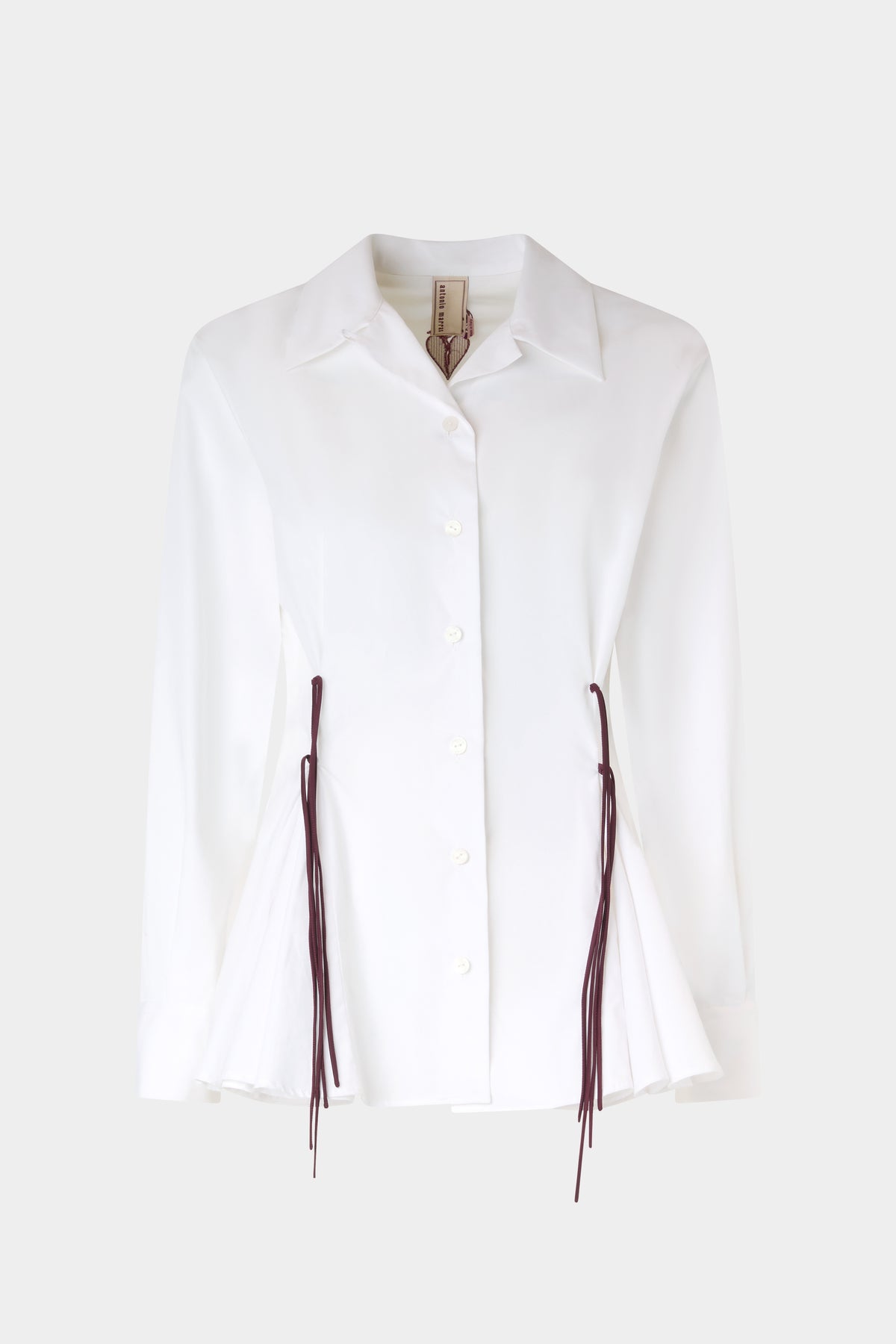 White Drawstring Waist Shirt