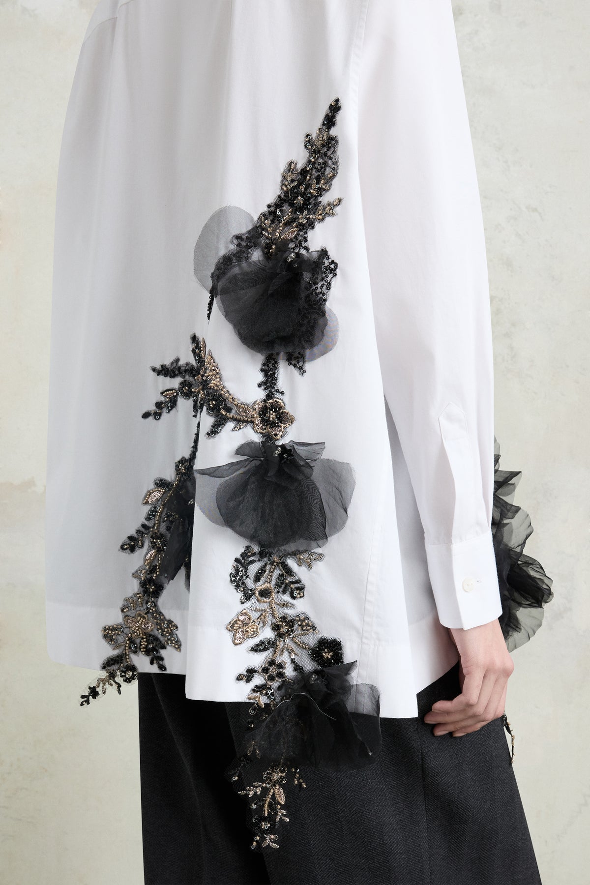 Robespierre with Cascading Floral Embroidery