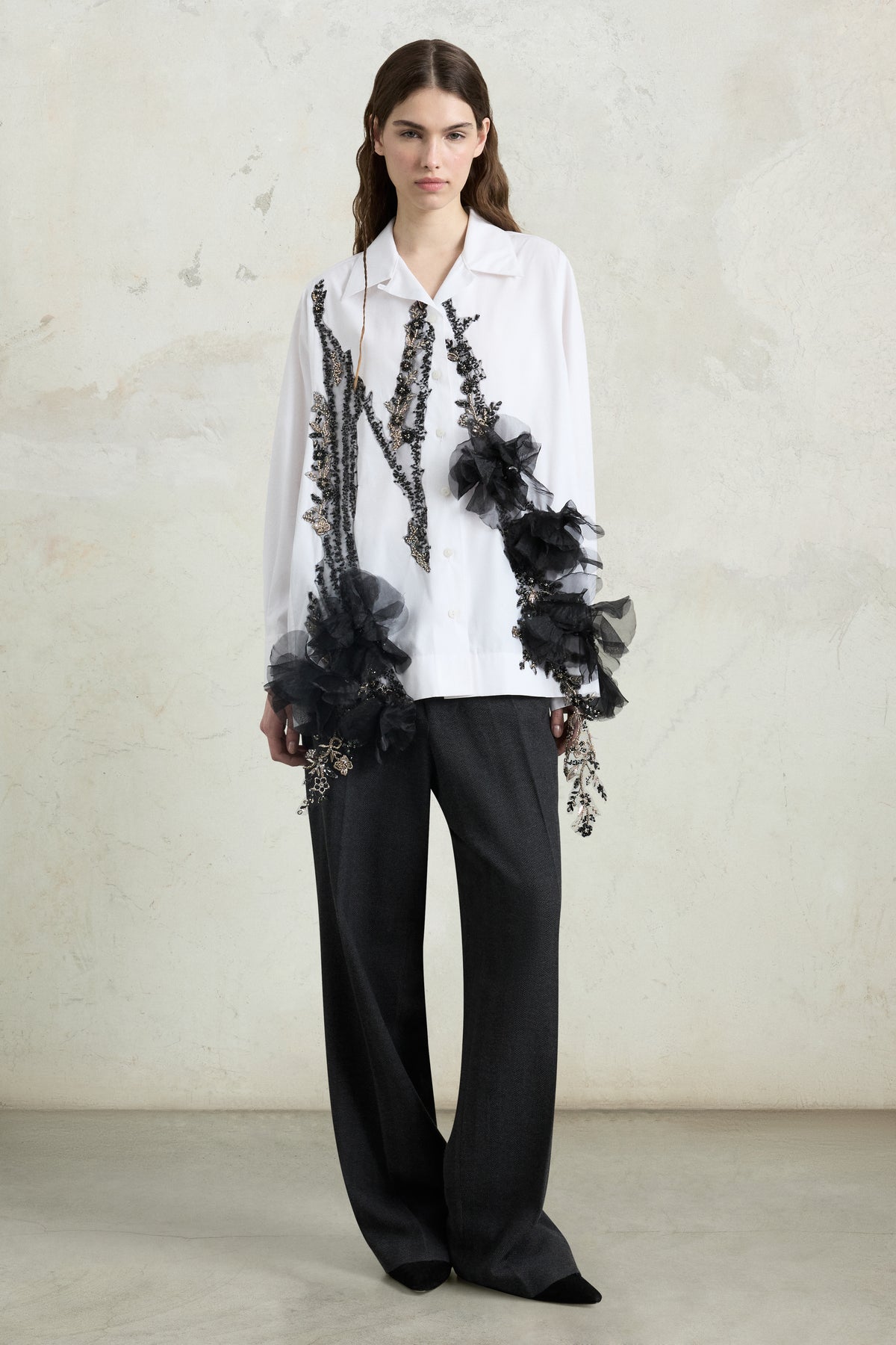 Robespierre with Cascading Floral Embroidery