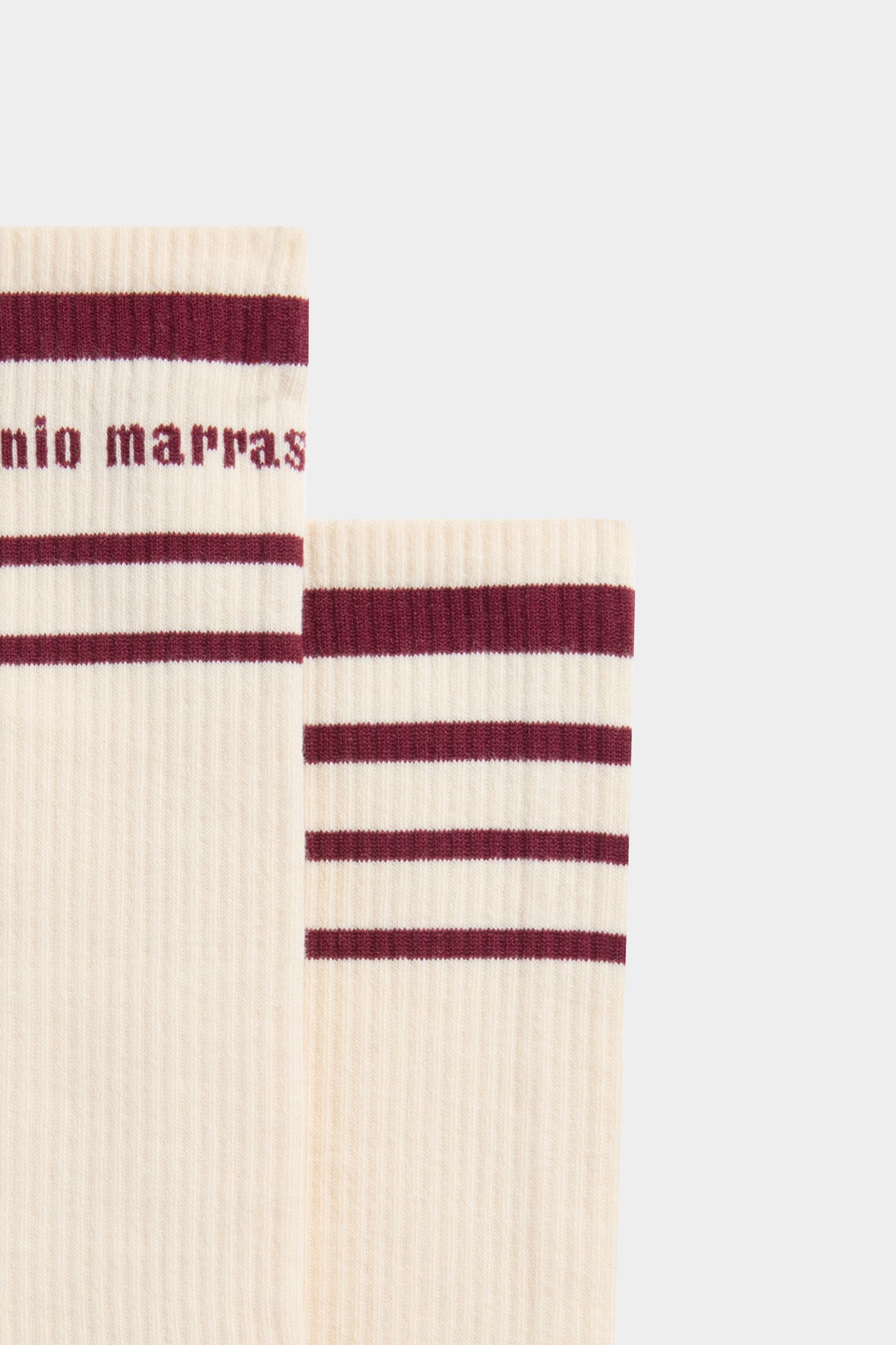 Beige Socks with Bordeaux Stripes