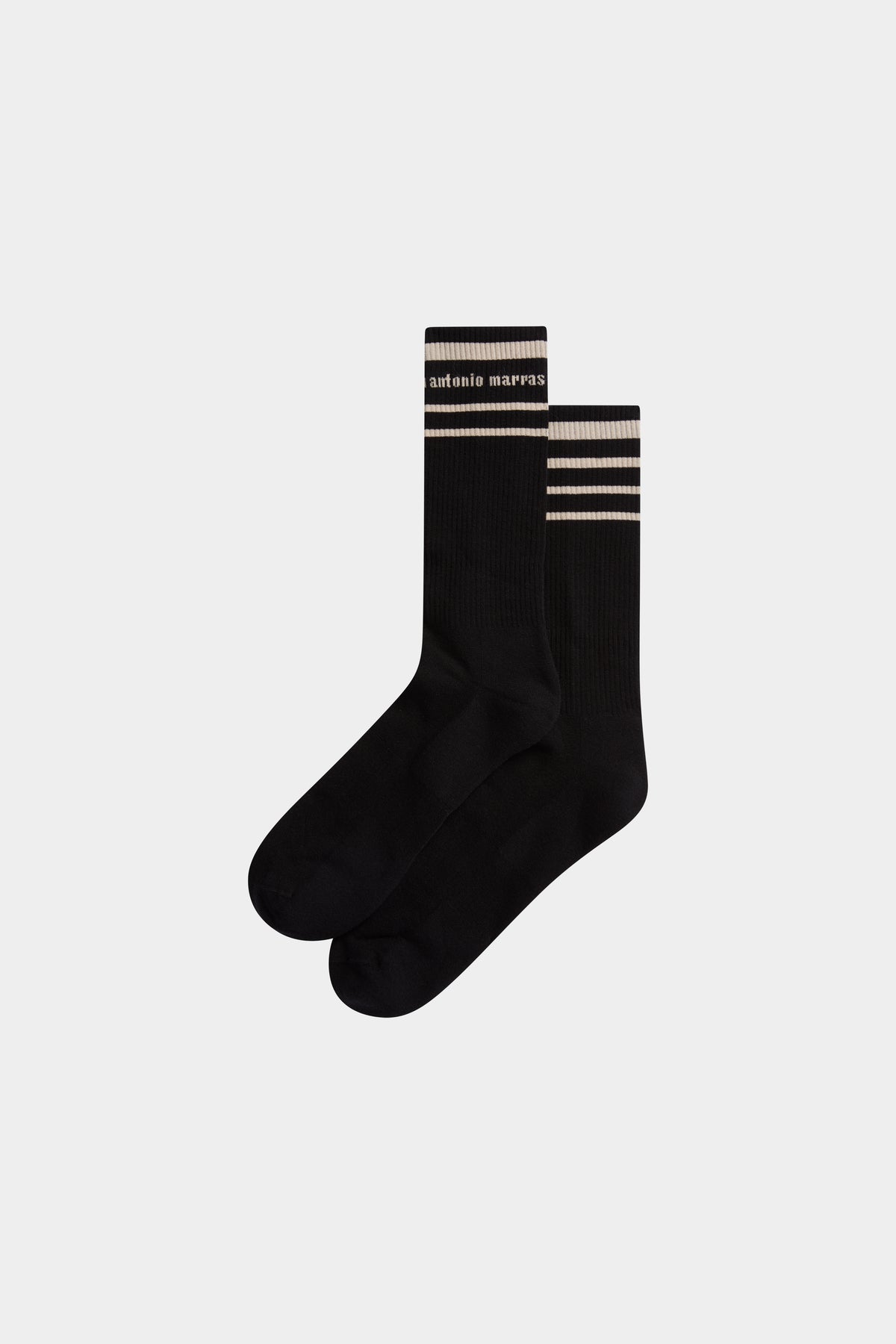 Black Socks with Beige Stripes