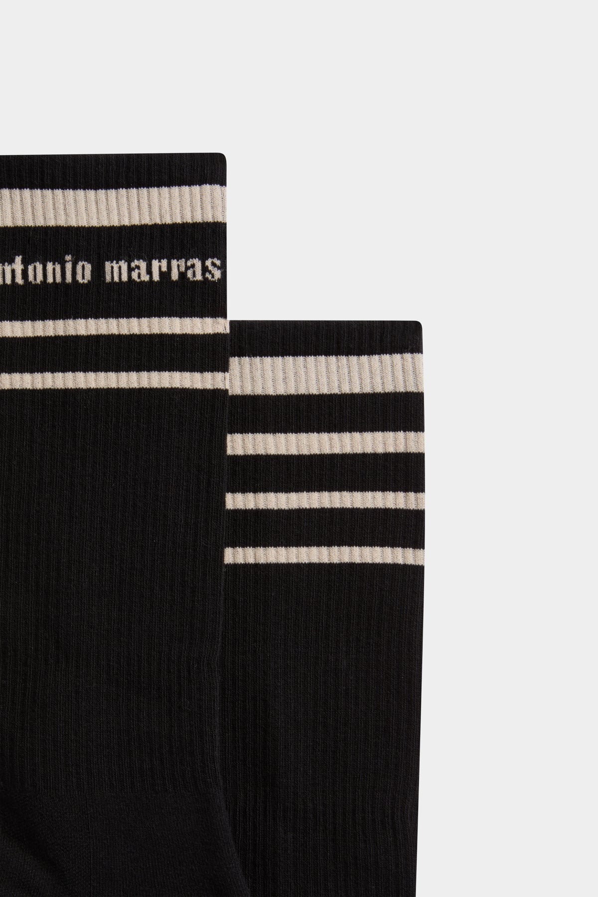 Black Socks with Beige Stripes