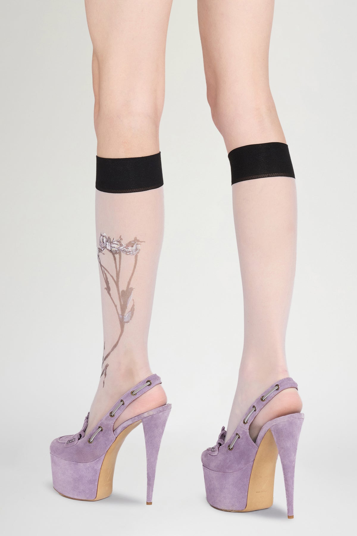 Lilac Floral Sheer Socks