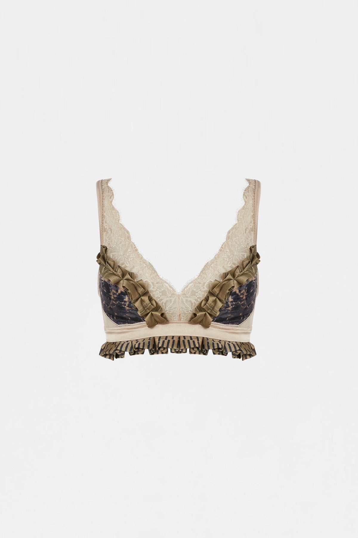 Ecru Lace Patchwork Bra