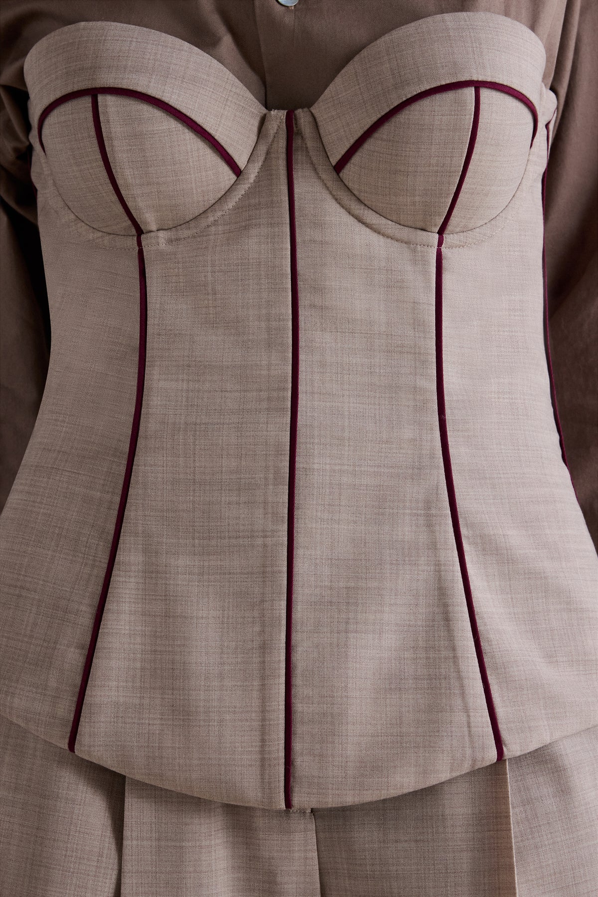 Sand Melange Wool Corset Bustier