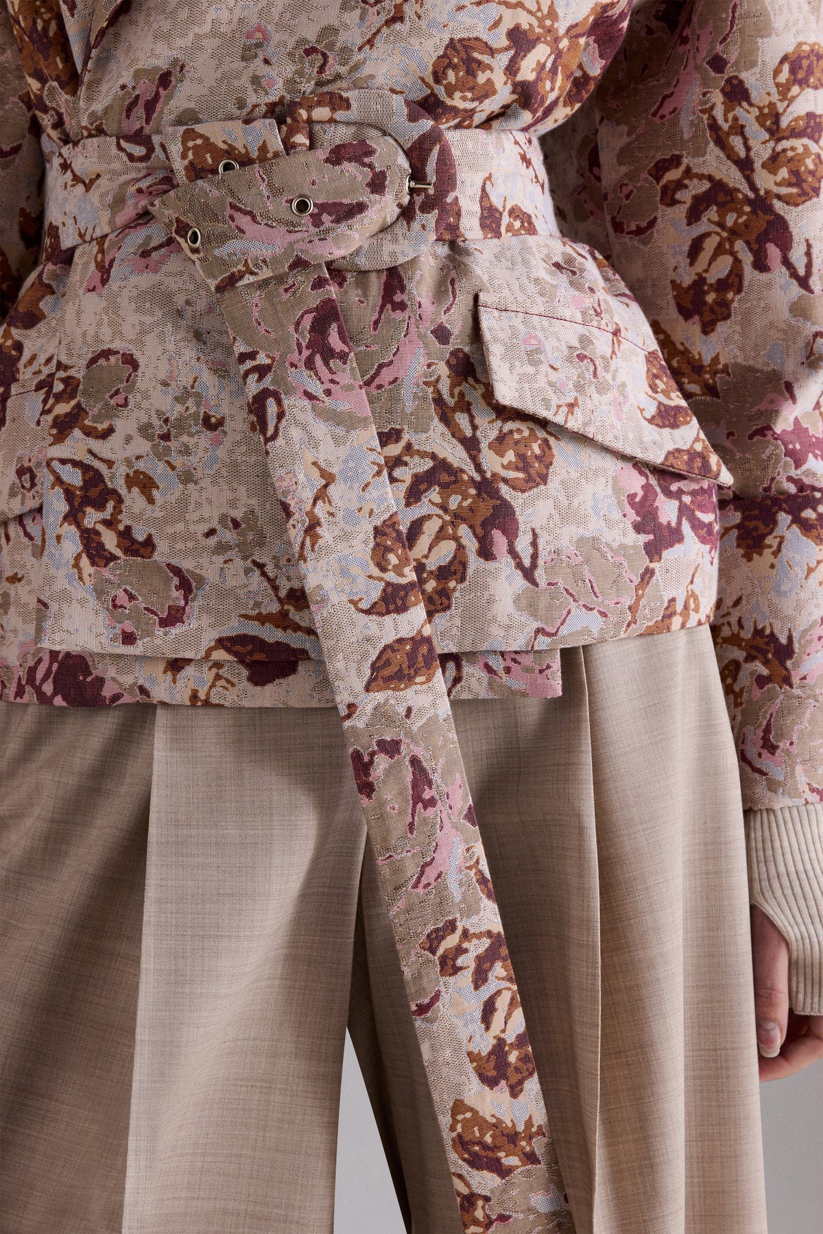 Rose Jacquard Cropped Trench