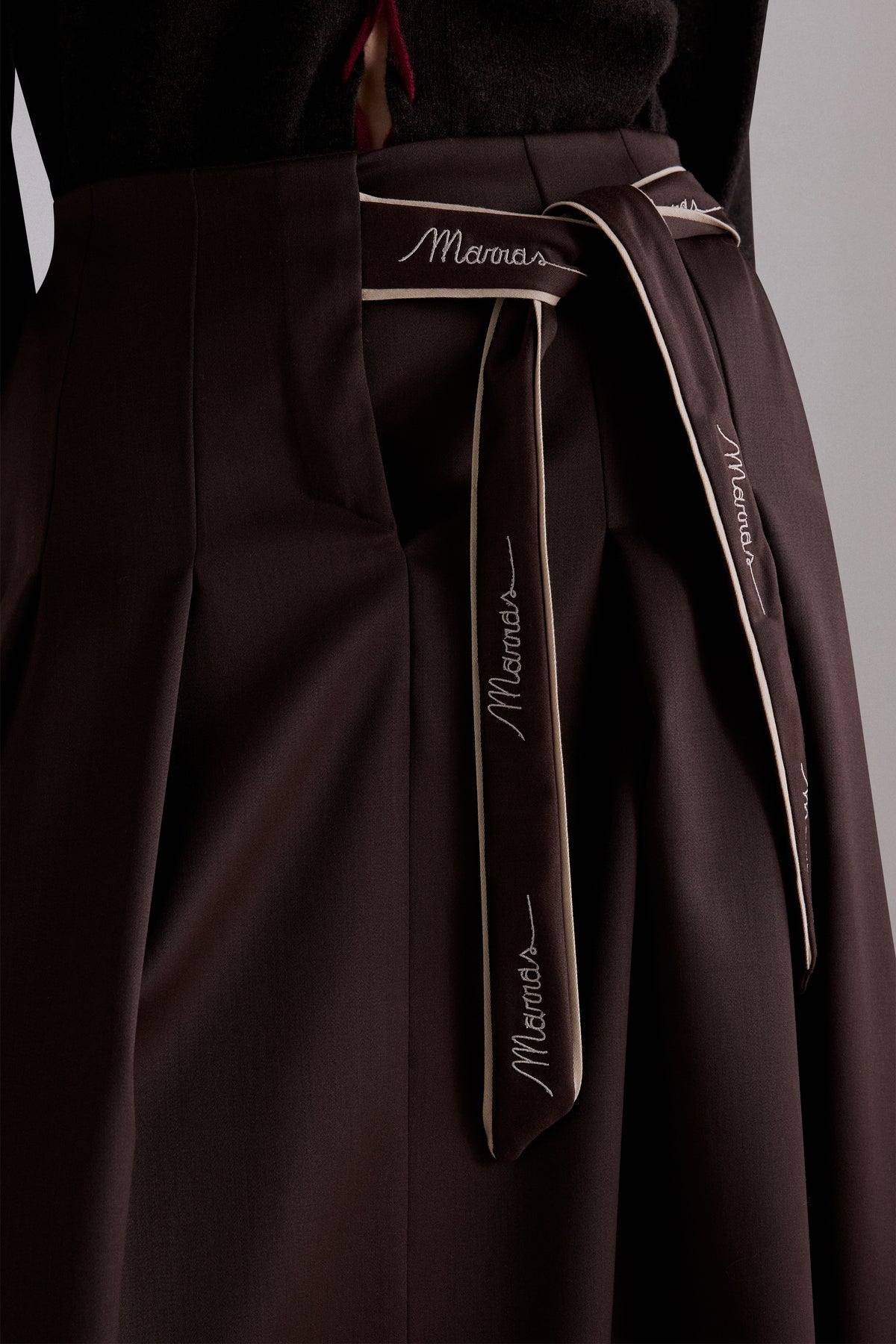 Midi Skirt with Embroidered Logo Belt