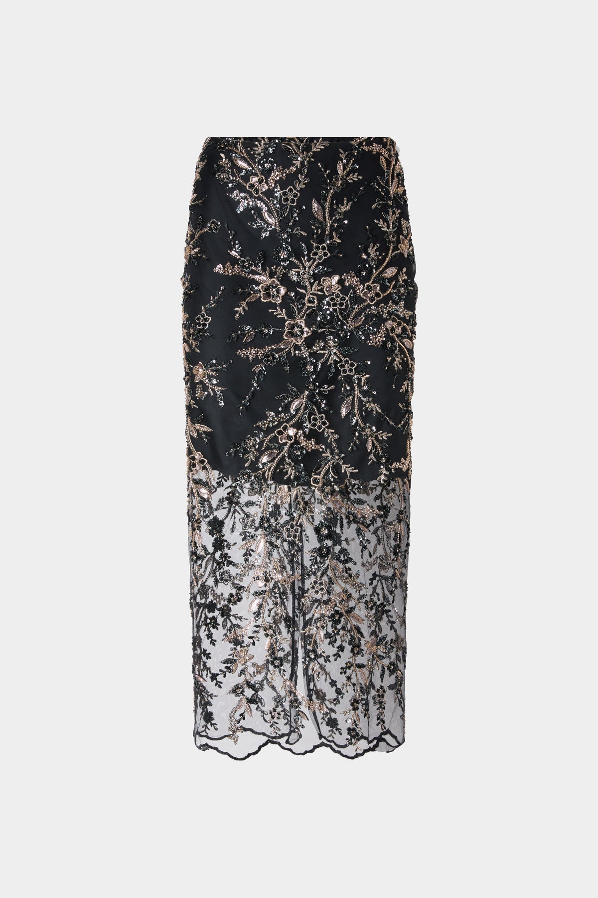 Embroidered Tulle Pencil Skirt