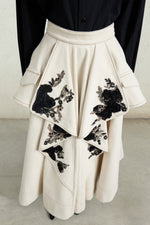Midi Skirt with Floral Appliqués