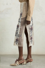 Embroidered Midi Pencil Skirt