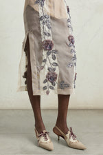 Embroidered Midi Pencil Skirt