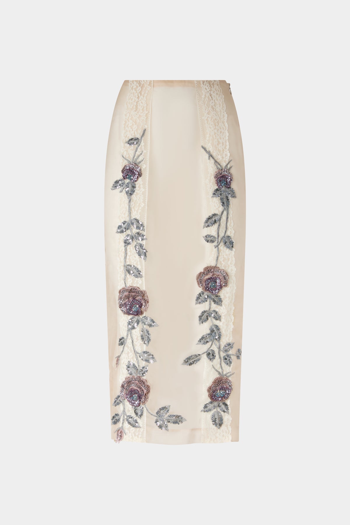 Embroidered Midi Pencil Skirt