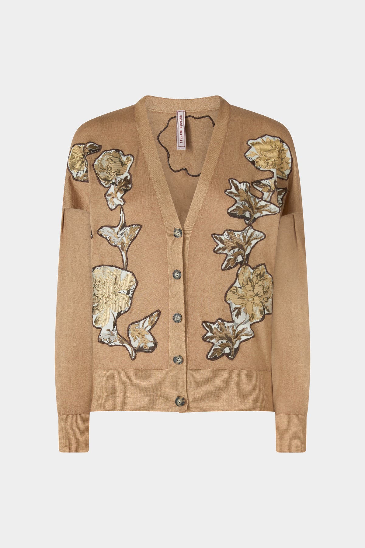 Cashmere Cardigan With Floral Patches