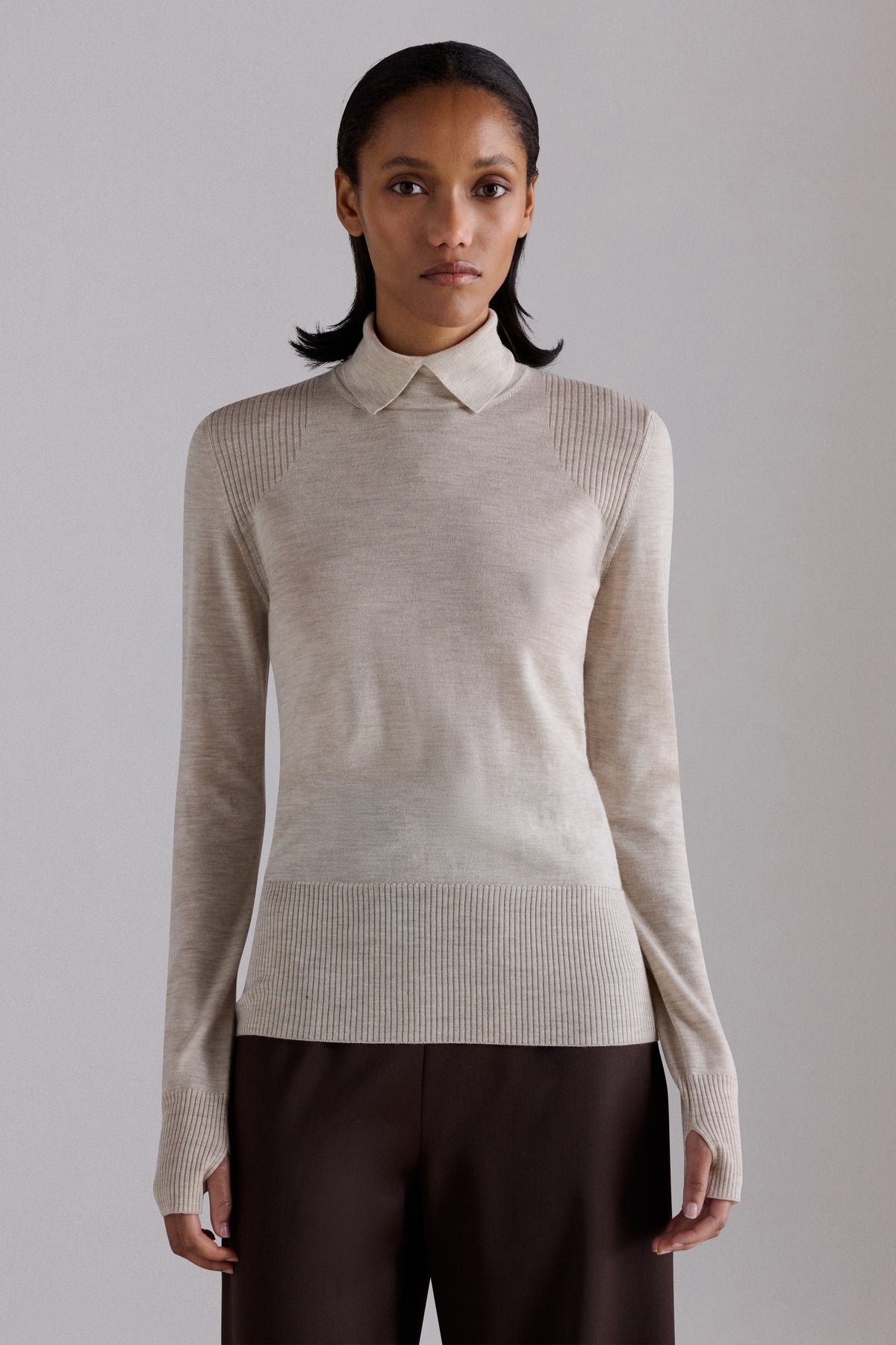 Layered Collar Cashmere Turtleneck