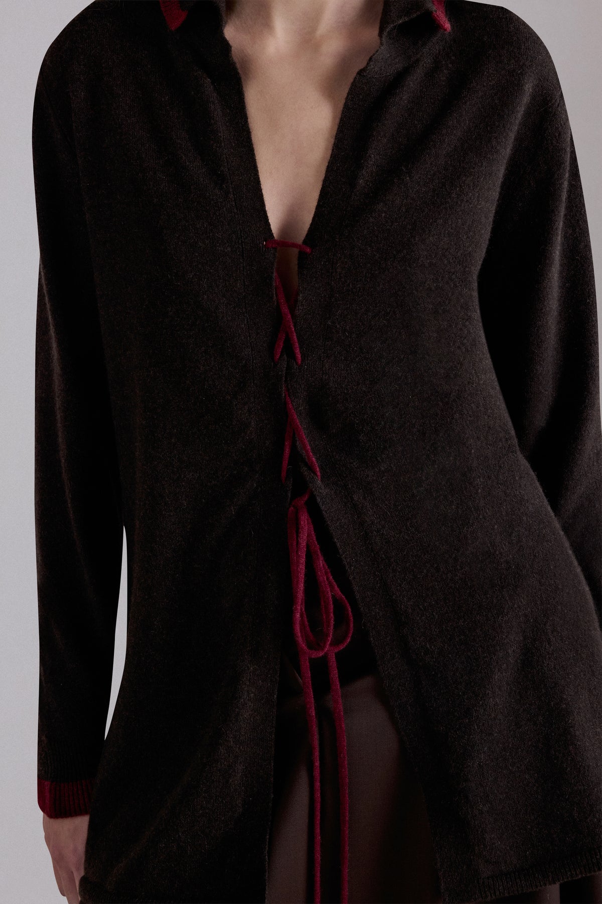 Knitted Cashmere Shirt with Ruffles