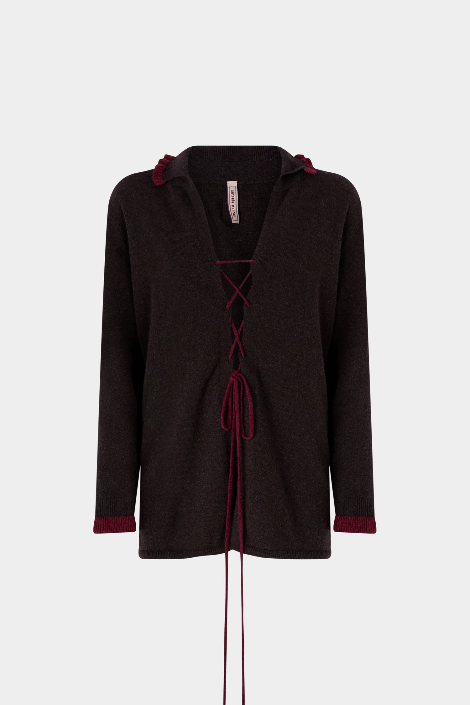 Knitted Cashmere Shirt with Ruffles