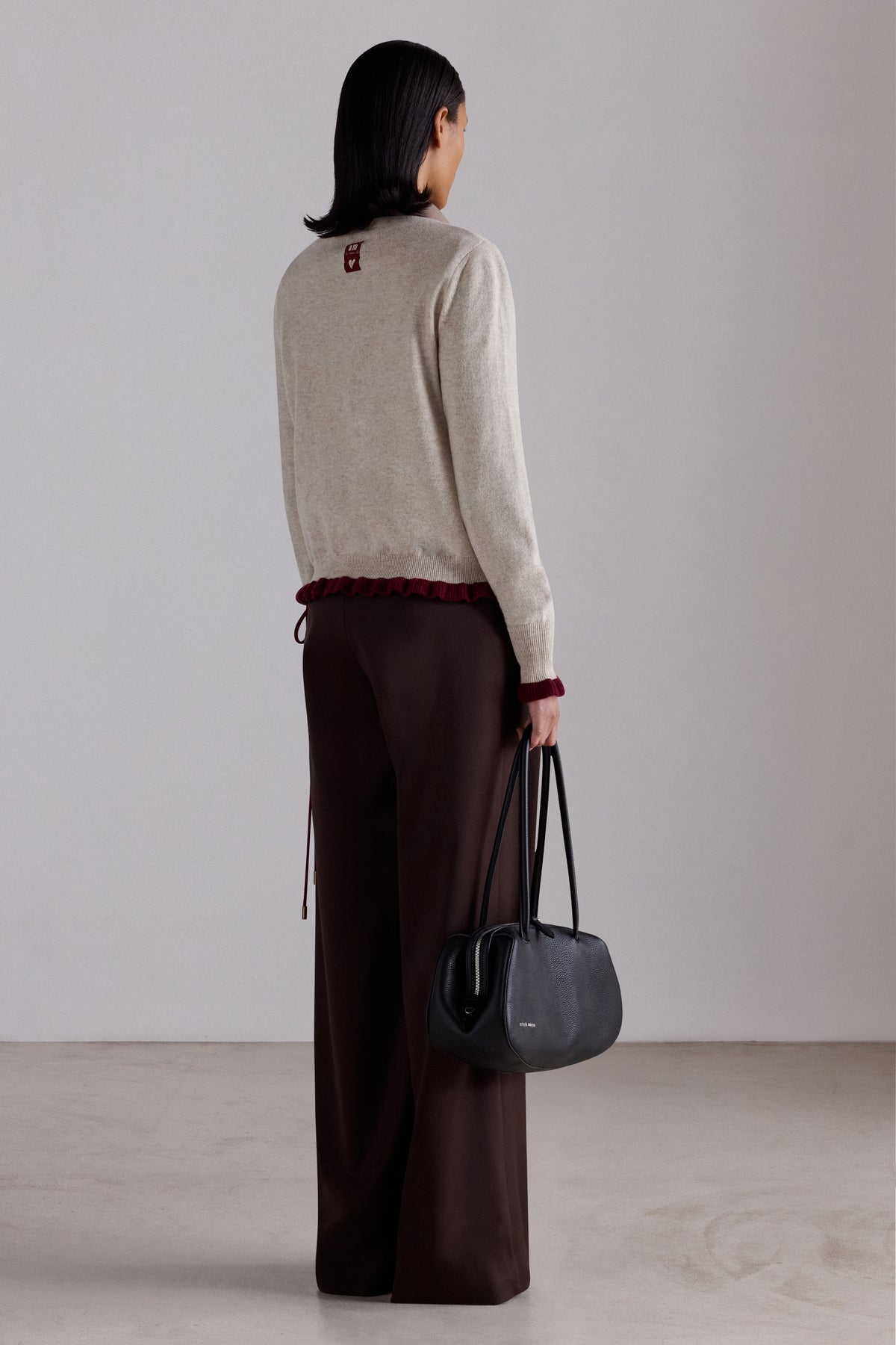 V-neck Cashmere Sweater with Ruffles