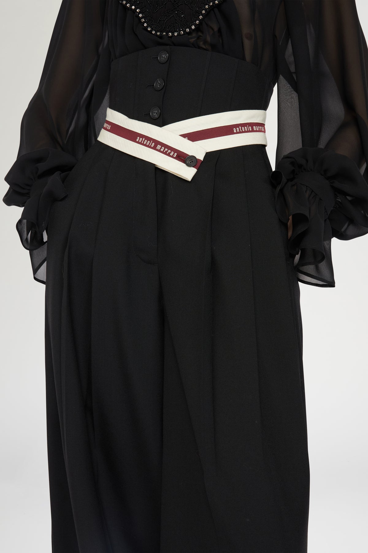 Wide-Leg Pants with Corset-Style Waist