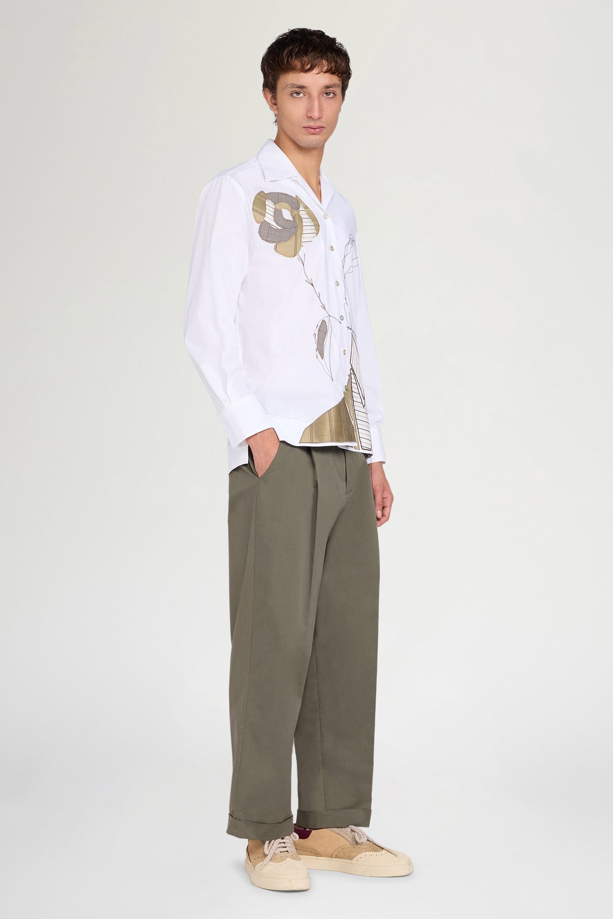 Tailored Wide Olive Pants