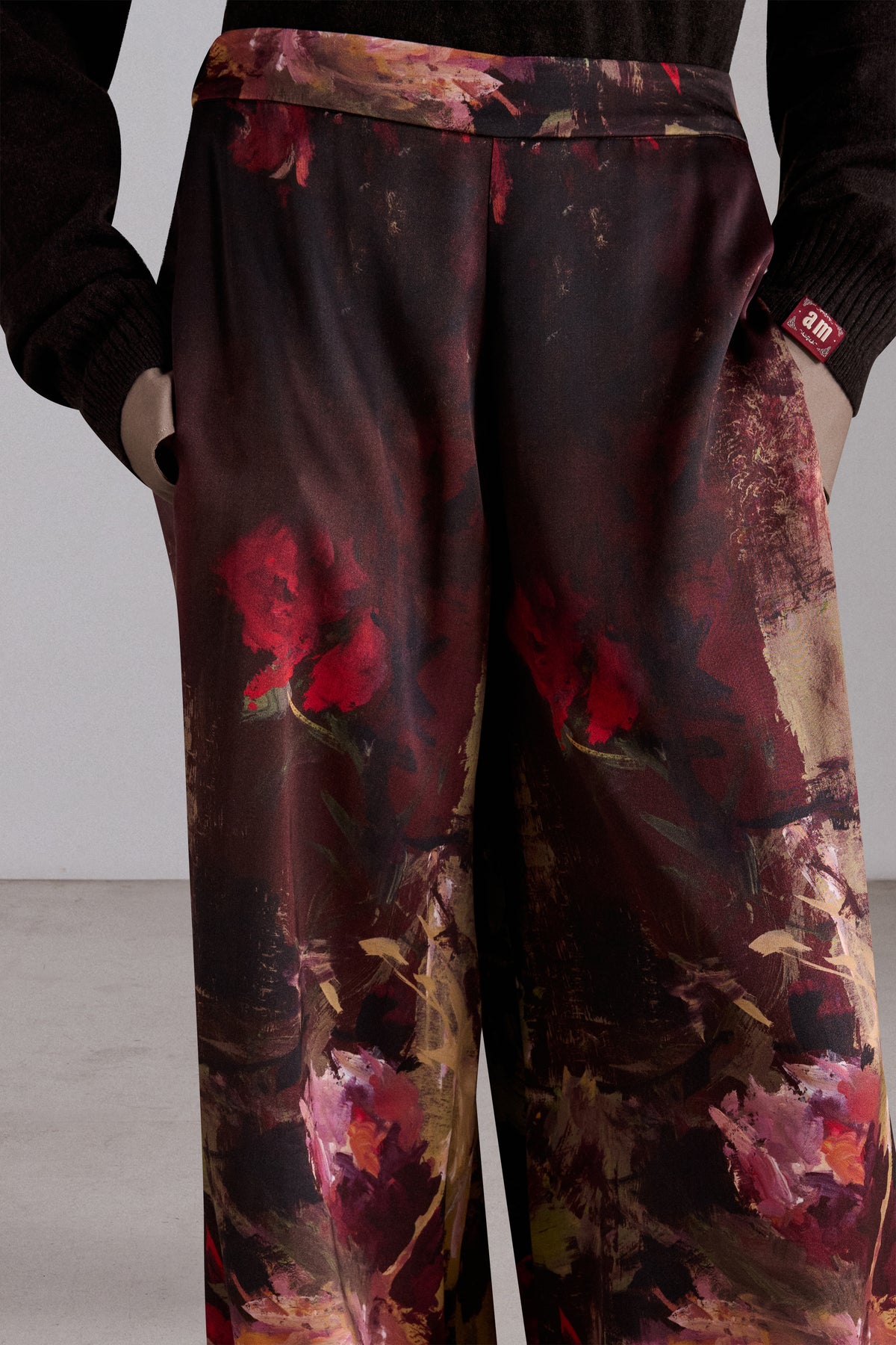 Painterly Rose Silk Pants