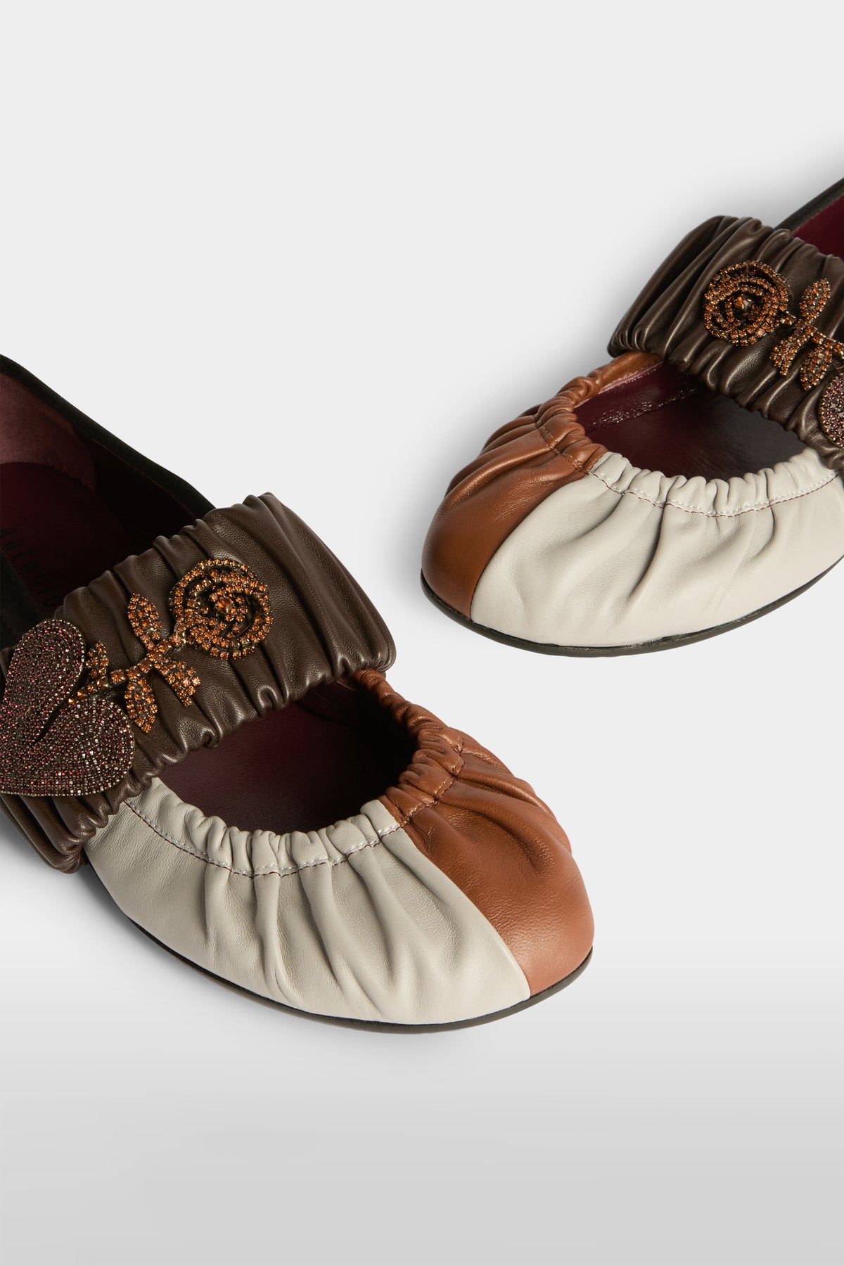 Embroidered Brown Ballerinas