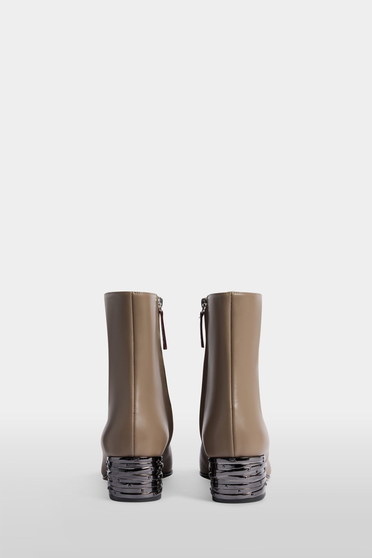 Leather Ankle Boots with Sculptural Heel