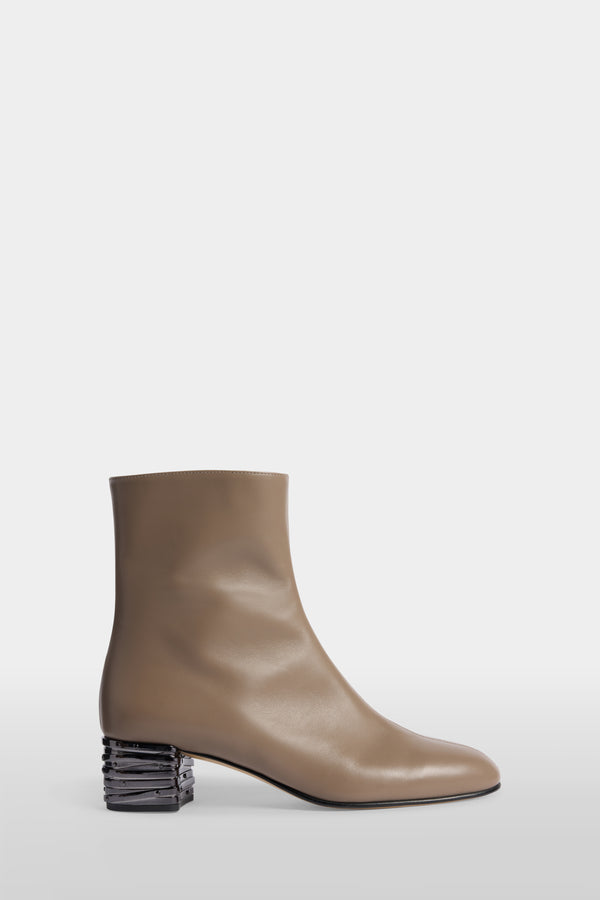 Leather Ankle Boots with Sculptural Heel