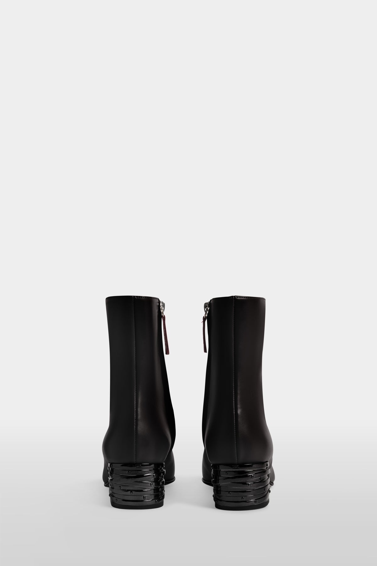 Leather Ankle Boots with Sculptural Heel