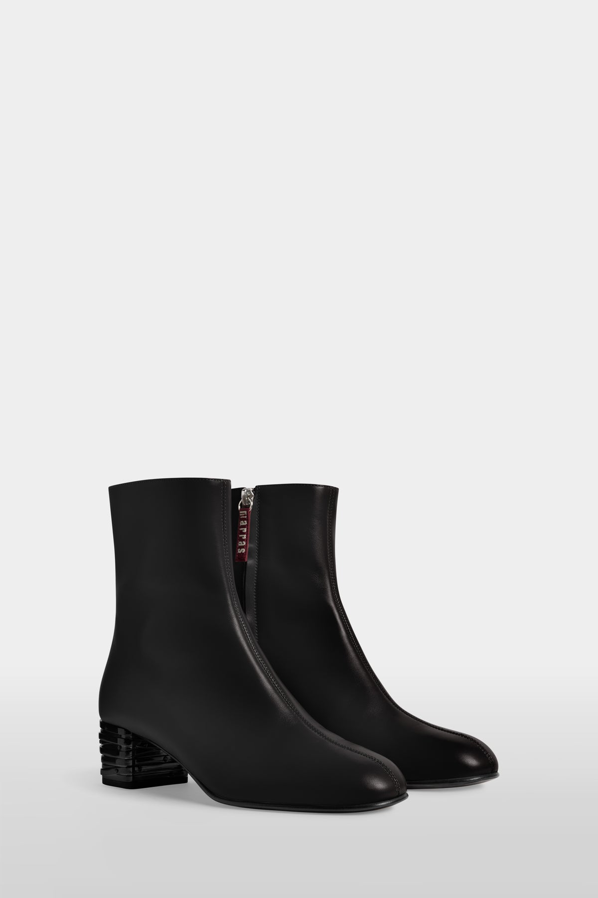 Leather Ankle Boots with Sculptural Heel